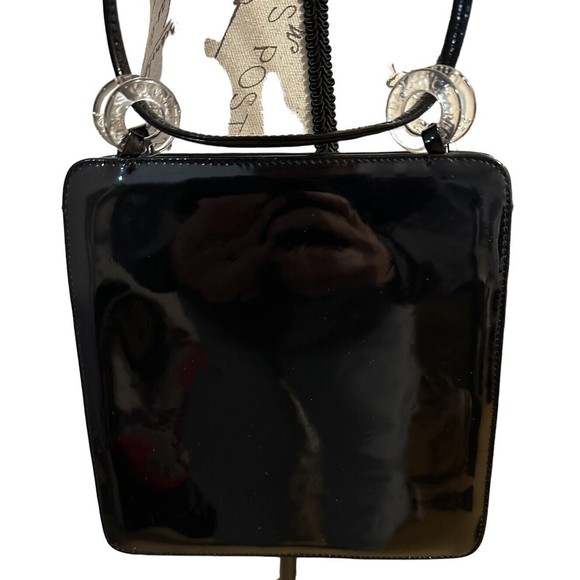 Vintage Charles Jourdan Black Patent  Leather Shoulder Cross-Body Shoulder Bag - Picture 2 of 16